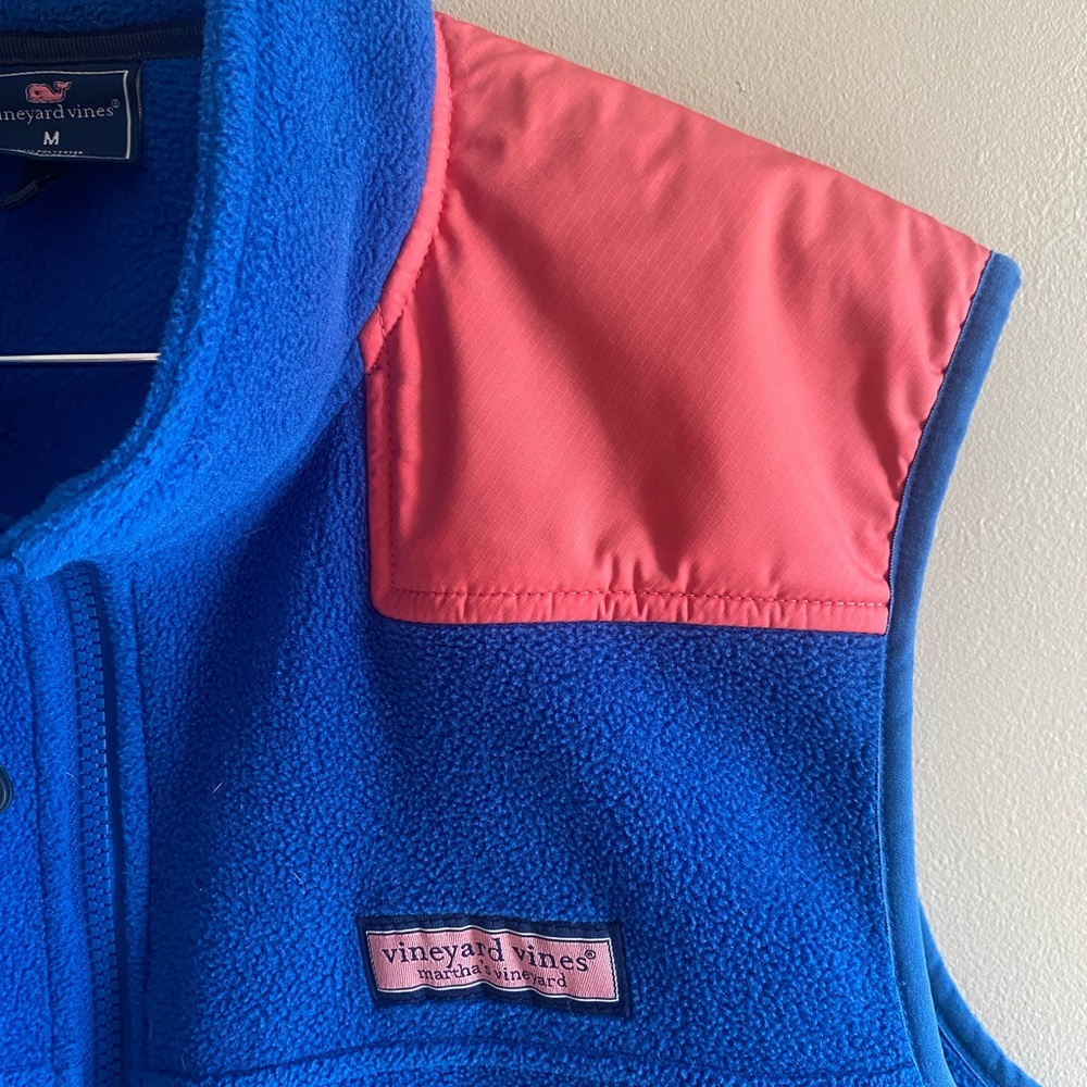 Vineyard Vines Vest Martha’s Vineyard Mens Medium Blue Pink Fleece Outdoor Golf - Picture 3 of 9
